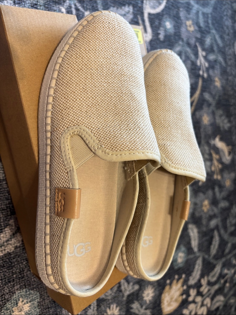 UGG Tan Canvas Slip-On Sneakers